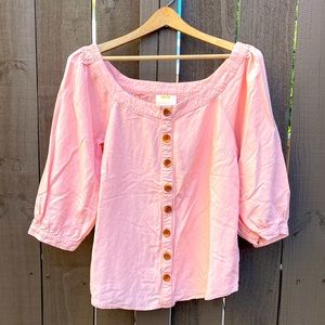 Maeve Pink Button-Down Blouse